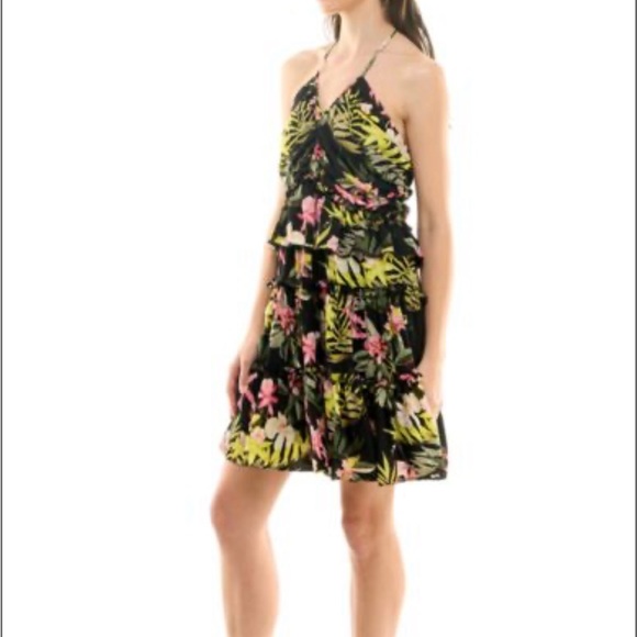 NICOLE MILLER PRESLEY CHIFFON TIERED HALTER DRESS - Picture 3 of 6